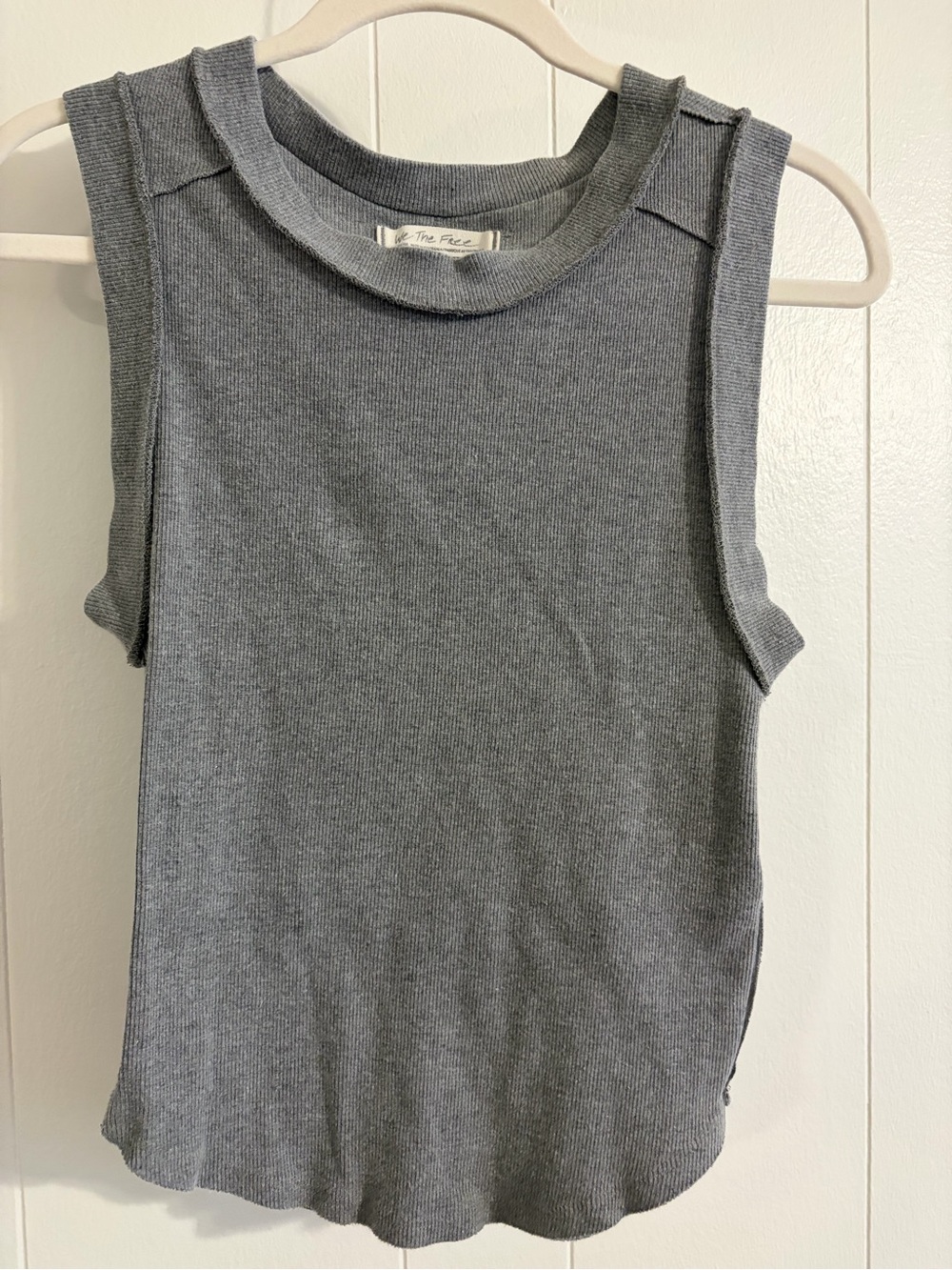 We The Free Gray Ribbed Sleeveless Tank